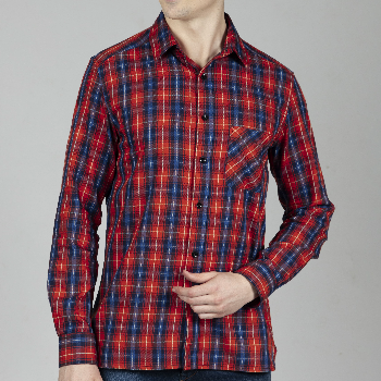 Red Tapered Shirt in Checks Cotton with Single Pocket-https://i-media.vyaparify.com/vcards/products/49398/product_1717451638.png Image