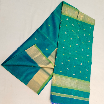 Teal Harmony Cotton Silk Saree | Golden Zari Accent for Elegant Appeal-https://i-media.vyaparify.com/vcards/products/55782/product_1721991962.png Image