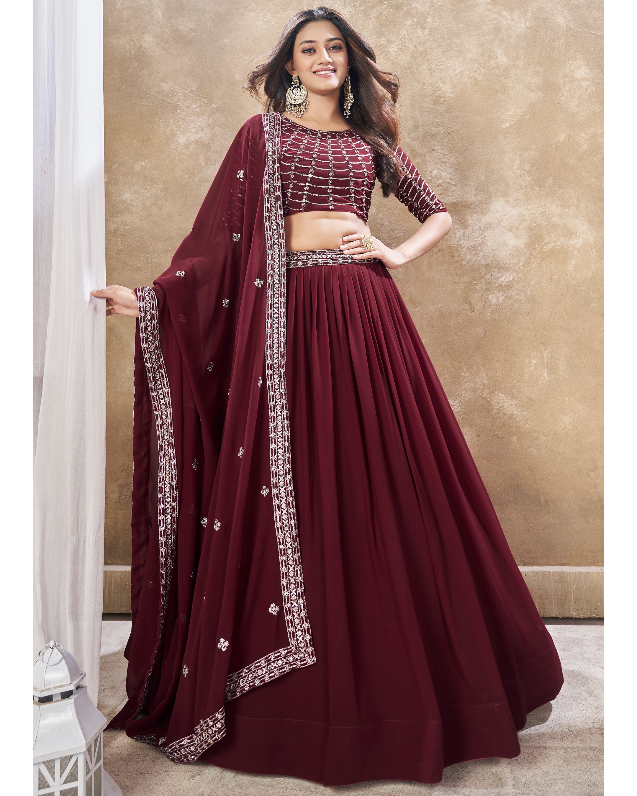 MAROON COLOR FAUX GEORGETTE LEHENGA CHOLI IN ZARI & SEQUINS WITH REAL MIRROR WORK-https://i-media.vyaparify.com/vcards/products/56190/WhatsApp-Image-2024-07-29-at-1.56.46-AM.jpeg Image