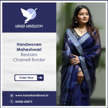 Handwoven Maheshwari Saree | Resham Chameli Border for Timeless Elegance-https://i-media.vyaparify.com/vcards/products/59211/product_1723533776.png Image