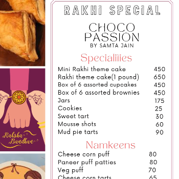 Rakhi special Choco Passion By Samta Jain 39 C, Chakraberia Rd S, Paddapukur, Bhowanipore, Kolkata,