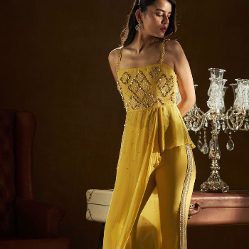 Mustard Indo Western Two Piece | Trendy Threads | MG Road, Ganesh Peth Laxmi Road Dulya Maruti Chowk Pune 411002