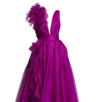 Purple ruffled evening gown | Trendy Threads | MG Road, Ganesh Peth Laxmi Road Dulya Maruti Chowk Pune 411002