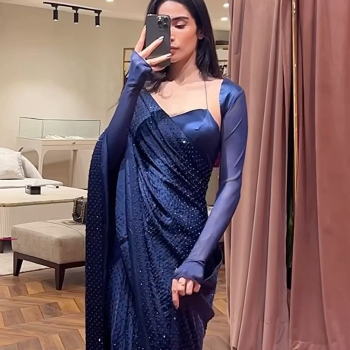 Satin Blouse with Shimmer Saree | Trendy Threads | MG Road, Ganesh Peth Laxmi Road Dulya Maruti Chowk Pune 411002