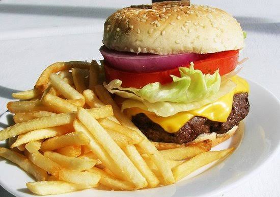 Burger with french fries Delicious Cafe & Restro Opposite Ganesh Mandir, Betab Gents Parlour, Freeganj, Mari Mata Square 452015