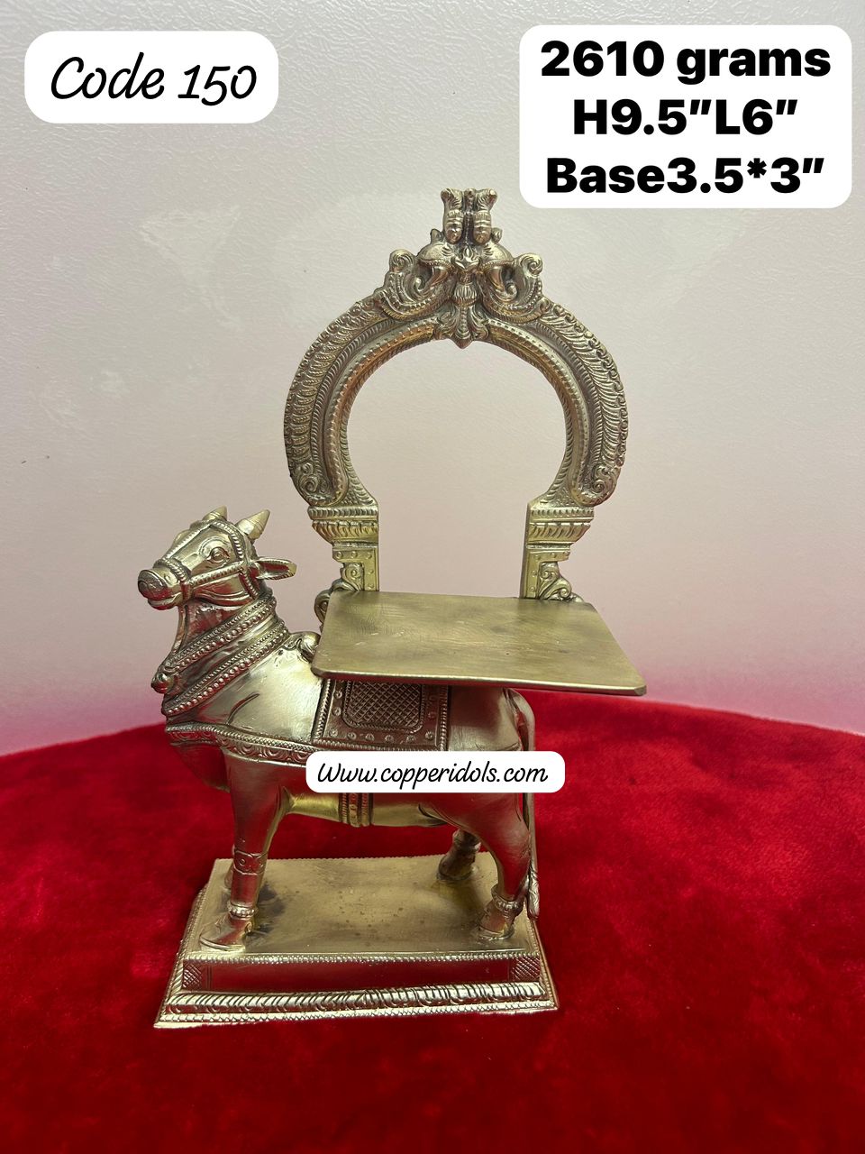 Panchaloha handcrafted nandhi vahana / nandi peeta with prabhavali-https://i-media.vyaparify.com/vcards/products/69345/0068d014-d815-4964-b493-c1b4fed234f3.jpg Image