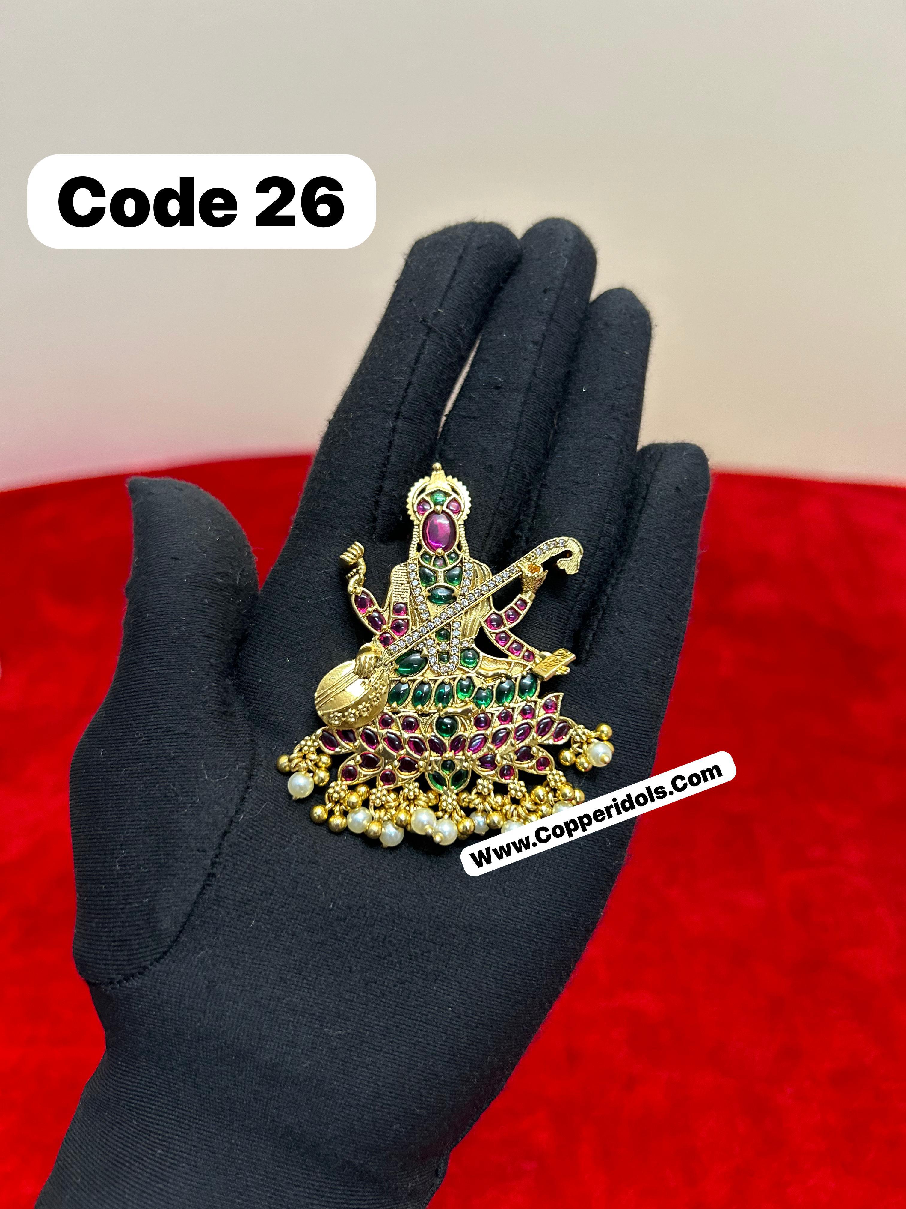 Panchaloha Saraswati Devi gem studded pendant for deocoration / personal use-https://i-media.vyaparify.com/vcards/products/69885/d3d2664b-9332-45f5-9544-aab15ef57a03.jpg Image
