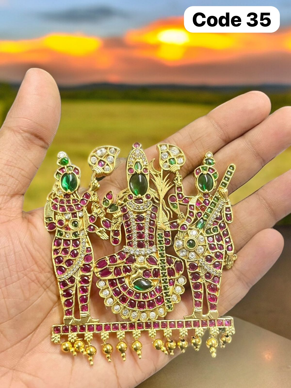Panchaloha made gold polished Lalitha devi pendant with semi precious stones-https://i-media.vyaparify.com/vcards/products/69917/ef2b00c4-0afc-4c79-a42a-cb939aa8d891.jpg Image