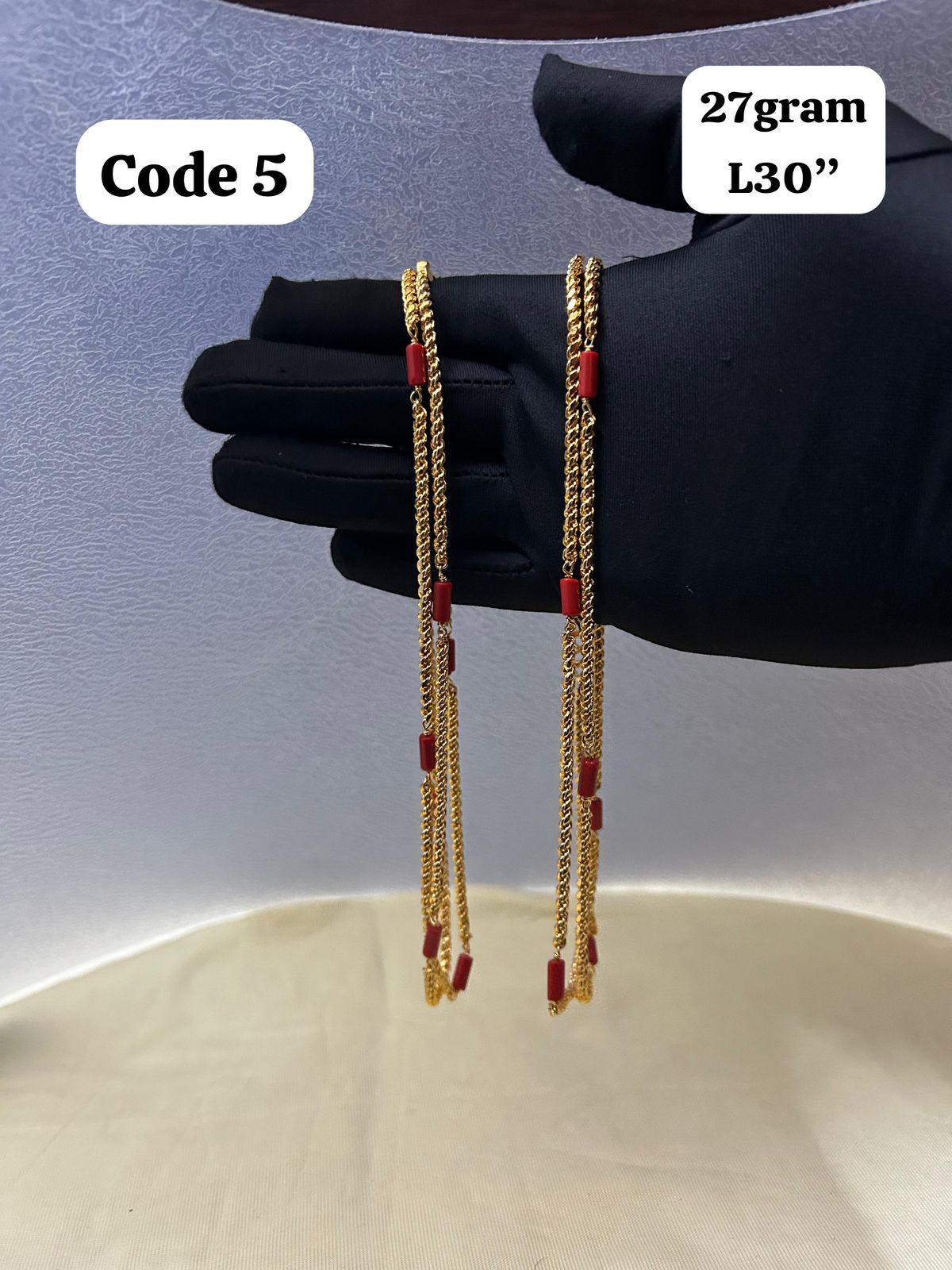 Panchaloha made gold polished chain with red beads-https://i-media.vyaparify.com/vcards/products/70094/d159f171-da64-473f-9d5c-0698bfa261fc.jpg Image