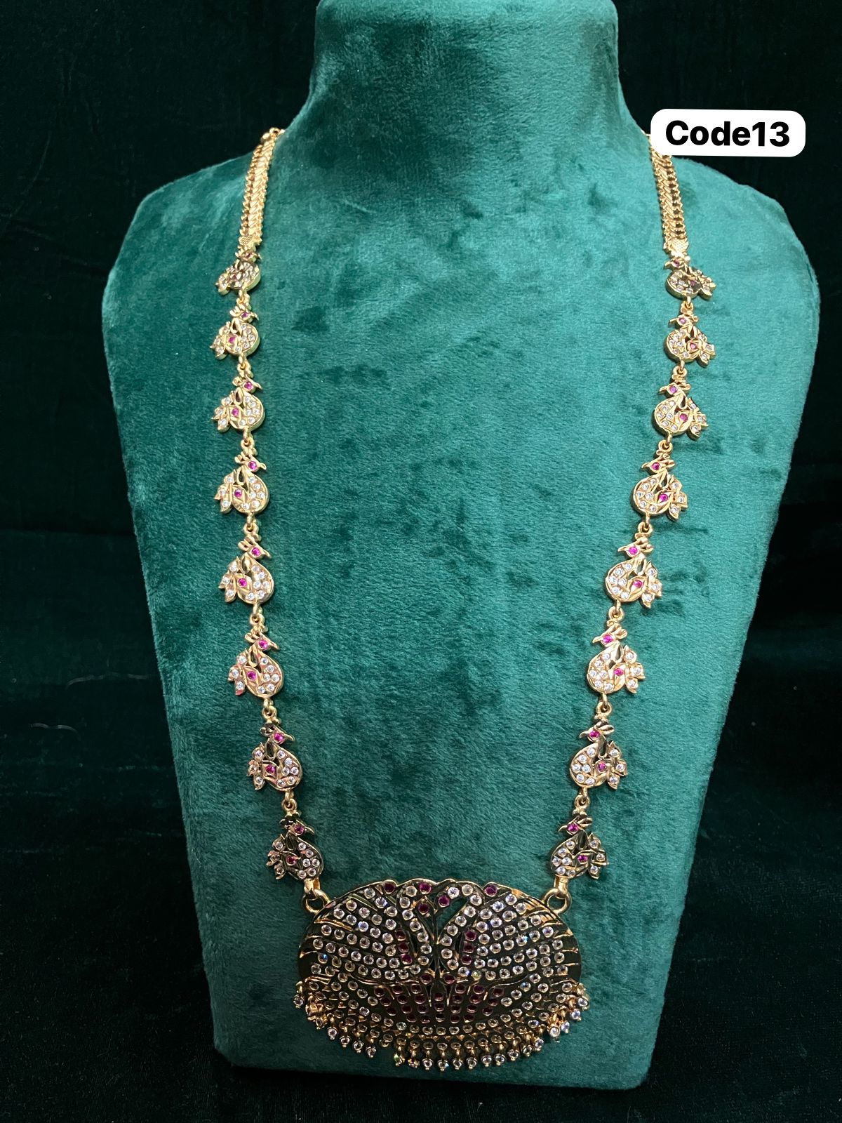 Panchaloha made gold polished double duck pendant with duck chain hara-https://i-media.vyaparify.com/vcards/products/72973/ea640e46-9fdf-4447-b0a3-519781bbcdb1.jpg Image