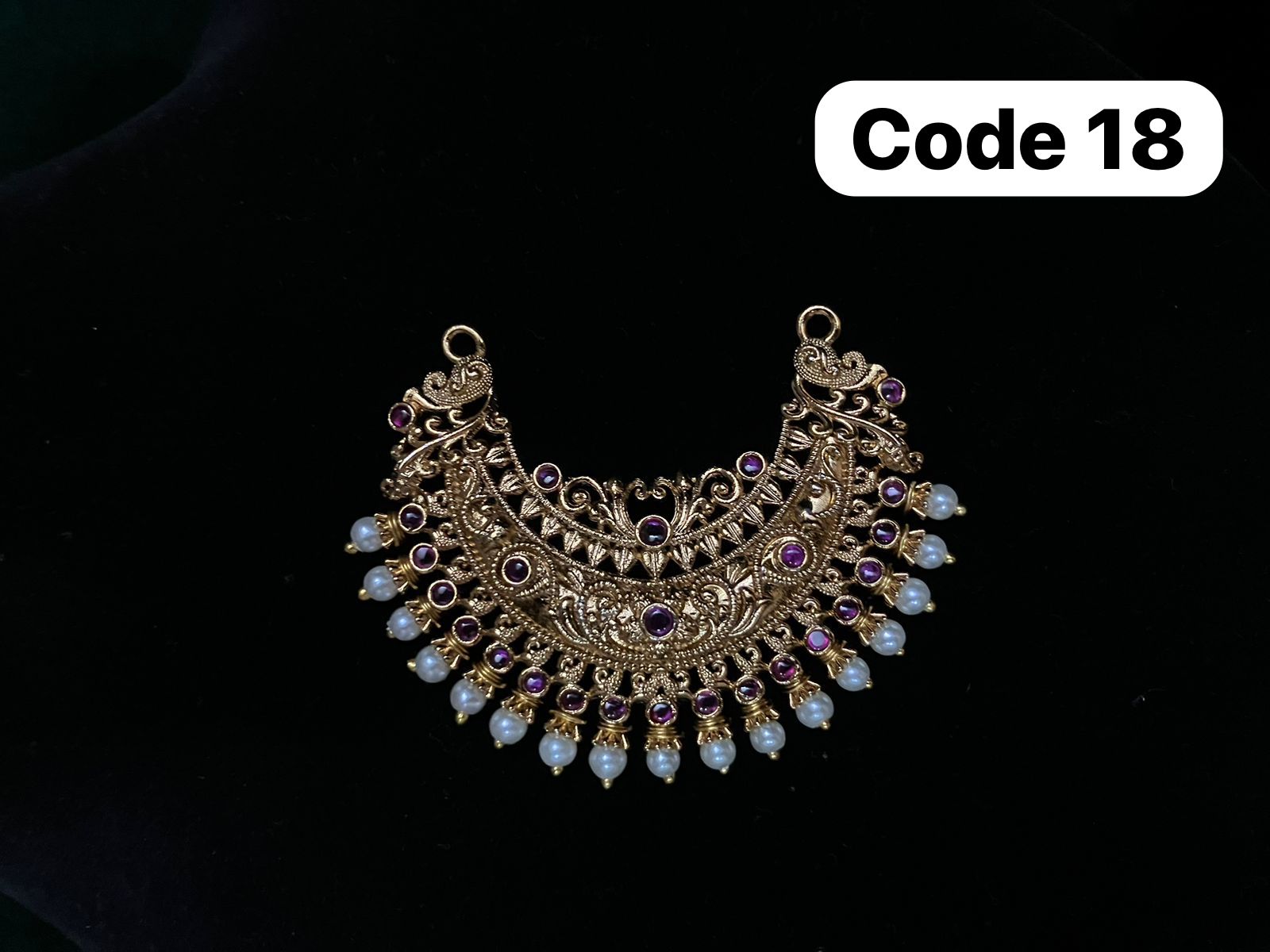 Panchaloha made gold polished traditional chand bali pendant with pearls attached-https://i-media.vyaparify.com/vcards/products/72977/b386bf21-85cf-4591-86db-b87b338bbdf7.jpg Image