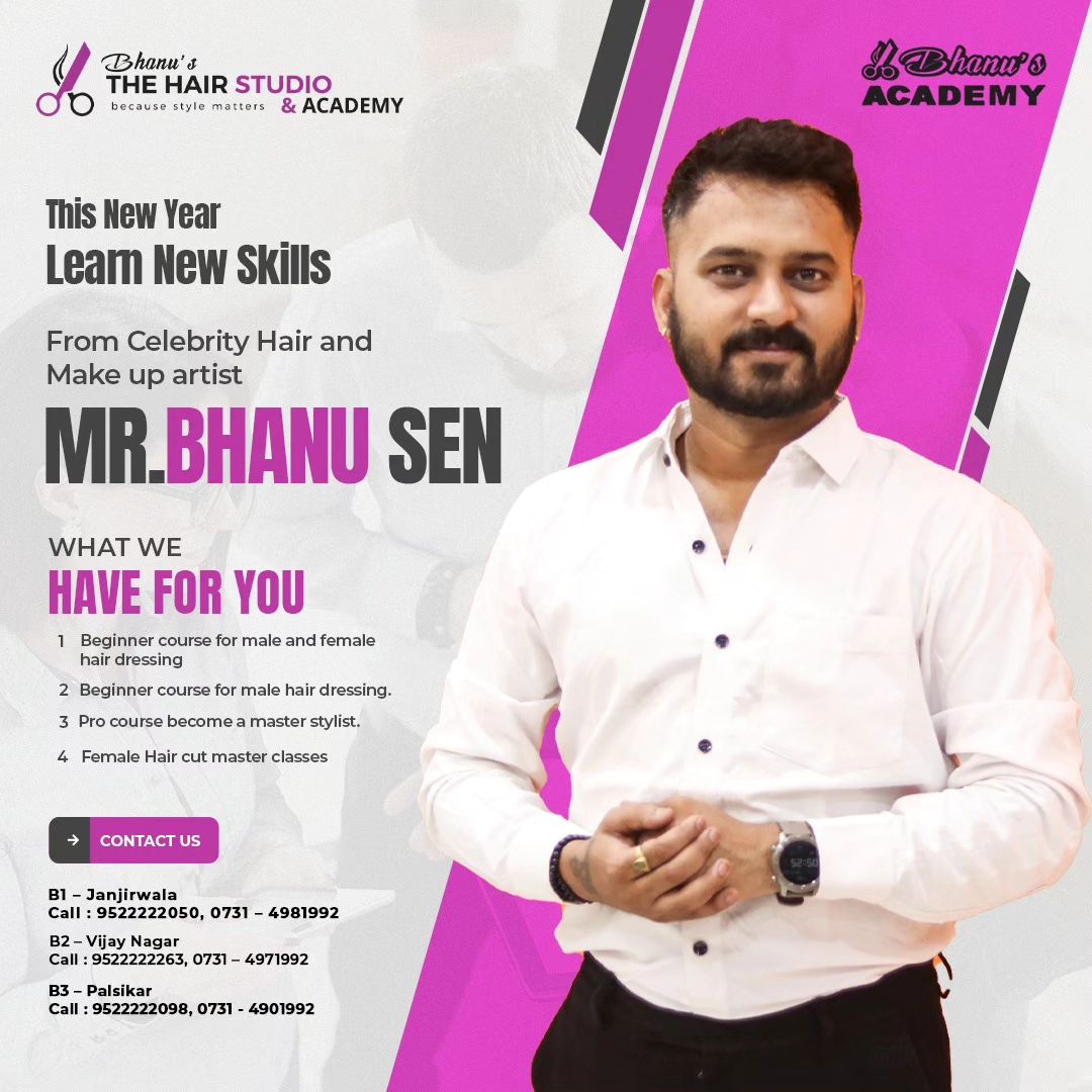 Beginner and Master Courses in Beauty at Bhanu's Hair Studio | Bhanu's The Hair Studio | LG1, Basement, Sterling Arcade, 18/9, Race Course Rd, Near Janjeerwala Square, Opposite B.B.C, 56 Dukan, Race Course Road, Indore, Madhya Pradesh 452001, India