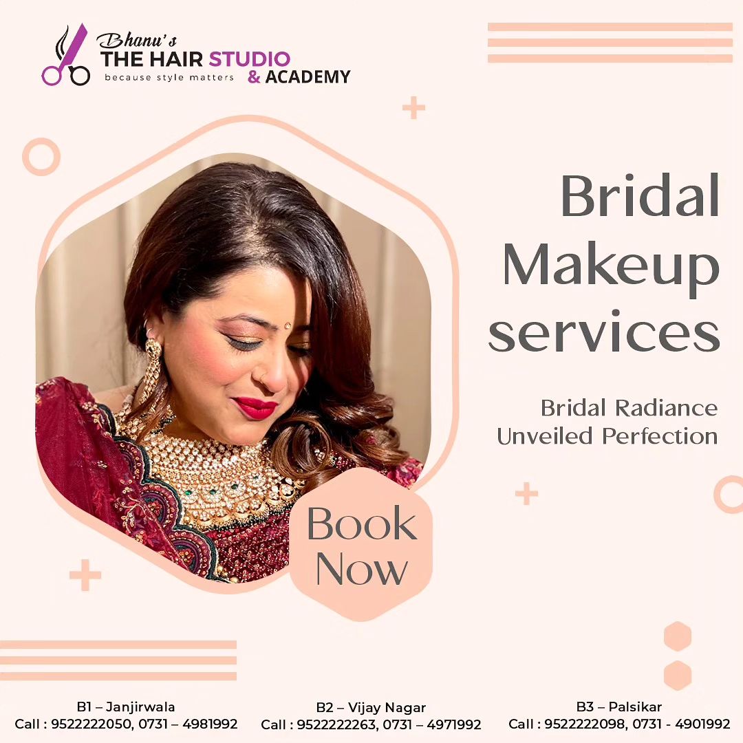 Bridal Makeup by Bhanu's Hair Studio | Bhanu's The Hair Studio | LG1, Basement, Sterling Arcade, 18/9, Race Course Rd, Near Janjeerwala Square, Opposite B.B.C, 56 Dukan, Race Course Road, Indore, Madhya Pradesh 452001, India
