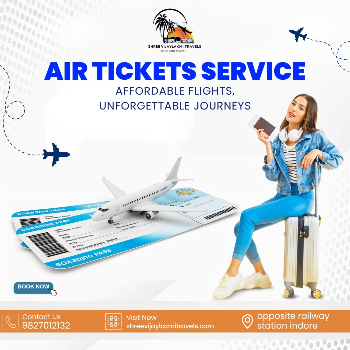 Air ticket booking service | Shree Vijaylaxmi Travels | 6-A, Kalyan Vishranti Grah, Near Yashwant Plaza, Opposite Railway Station Indore