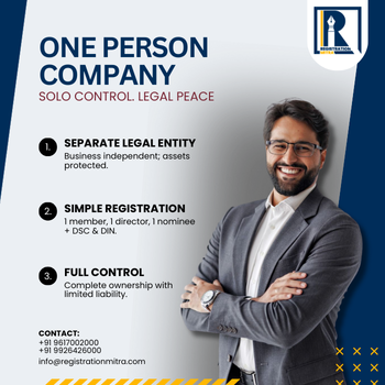 One Person Company (OPC) Registration in Noida | Registration Mitra | Tax Consultant In Noida | GST Registration In Noida | Company Registration In Noida | Office No. 309, H-221, Sector 63 Rd, Rasoolpur, Sector 63, Noida, Uttar Pradesh 201301, India