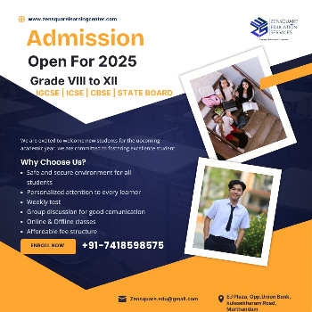Online one on one and group classes for Indian standard board (ICSE & ISC) and CBSE. A | ZenSquare Education Services | 3rd Floor, E. J Plaza, Road, Opposite Union Bank, Kulasekharam, Marthandam, Tamil Nadu 629165, India