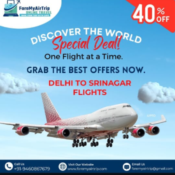 Delhi to Srinagar flights FAREMYAIRTRIP TEC, 215 VPO LUTTU, Malsisar, Rajasthan 333010