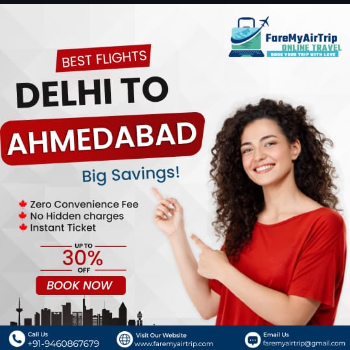 delhi to ahmedabad flights bookings FAREMYAIRTRIP TEC, 215 VPO LUTTU, Malsisar, Rajasthan 333010