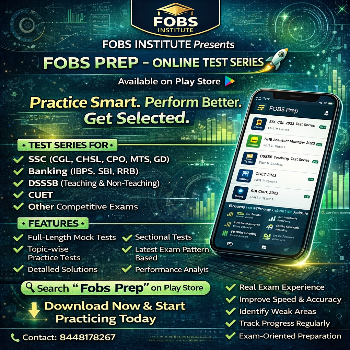 FOBS MOCK TEST SERIES 2026 FOBS | Banking ,ssc ,cuet, Dsssb And Railway Coaching In Uttam Nagar East Metro Station, A-14/A, Block D2, Milap Nagar, Uttam Nagar, New Delhi, Delhi, 110059, India