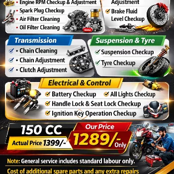 General Service 150 CC Manara Bike Services Center In Gachibowli Hyderabad Hyderabad, Telangana 500089, India