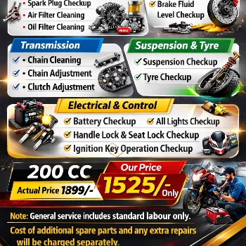 General Service 200 CC Manara Bike Services Center In Gachibowli Hyderabad Hyderabad, Telangana 500089, India