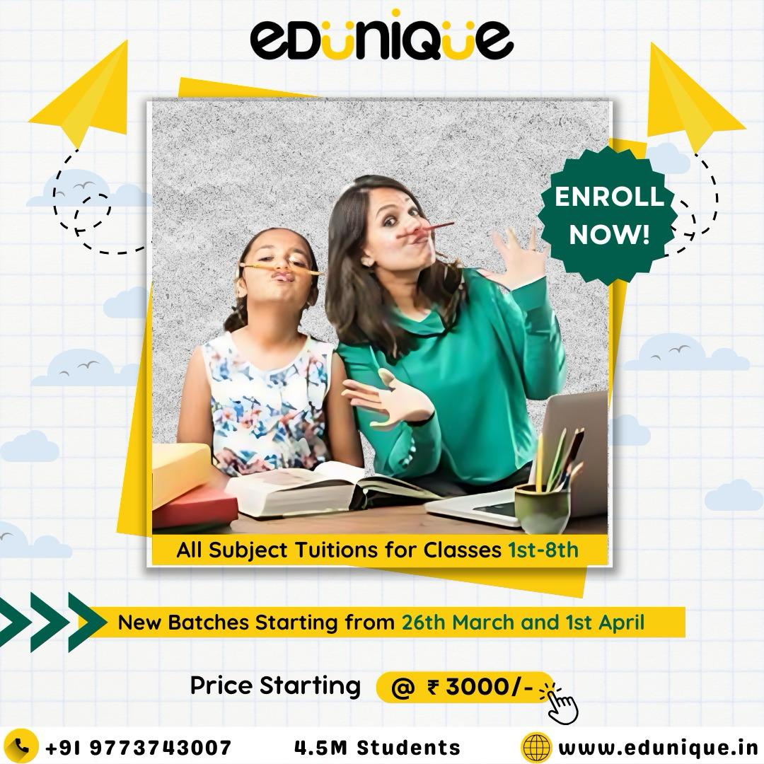 Tuitions for All Subjects and Boards EduNique Foundation Golf Course Rd, Behind Hilton Doubletree Hotel, Sector 56, Gurugram, Haryana 122002