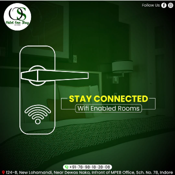 Wifi Enabled Services | Hotel One Stay | 124-B, New Loha Mandi, Part II, Scheme 78 Part 1 Phase 2, Indore, Madhya Pradesh 452001, India