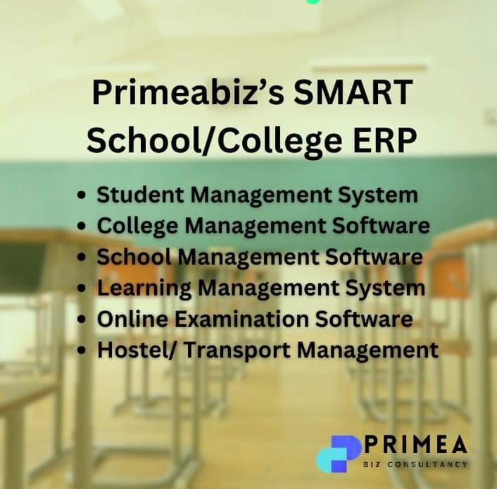 Smart School/College ERP | Primea Biz Consultancy | 347/7,  Opposite Gangapuri Road, Sanoli Road, Panipat, Haryana, 132103