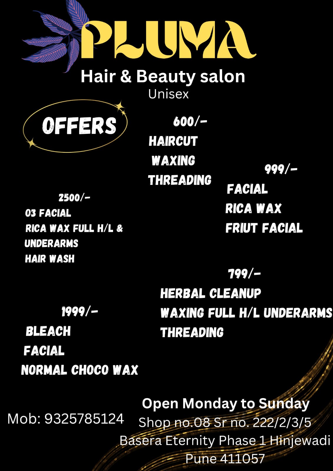 Bampar offer | Pluma Hair& Beauty Salon | Shop. No. 8 Sr. No. 222/2/3/5 Baser Eternity Phase 1 Hinjewadi Pune 411057