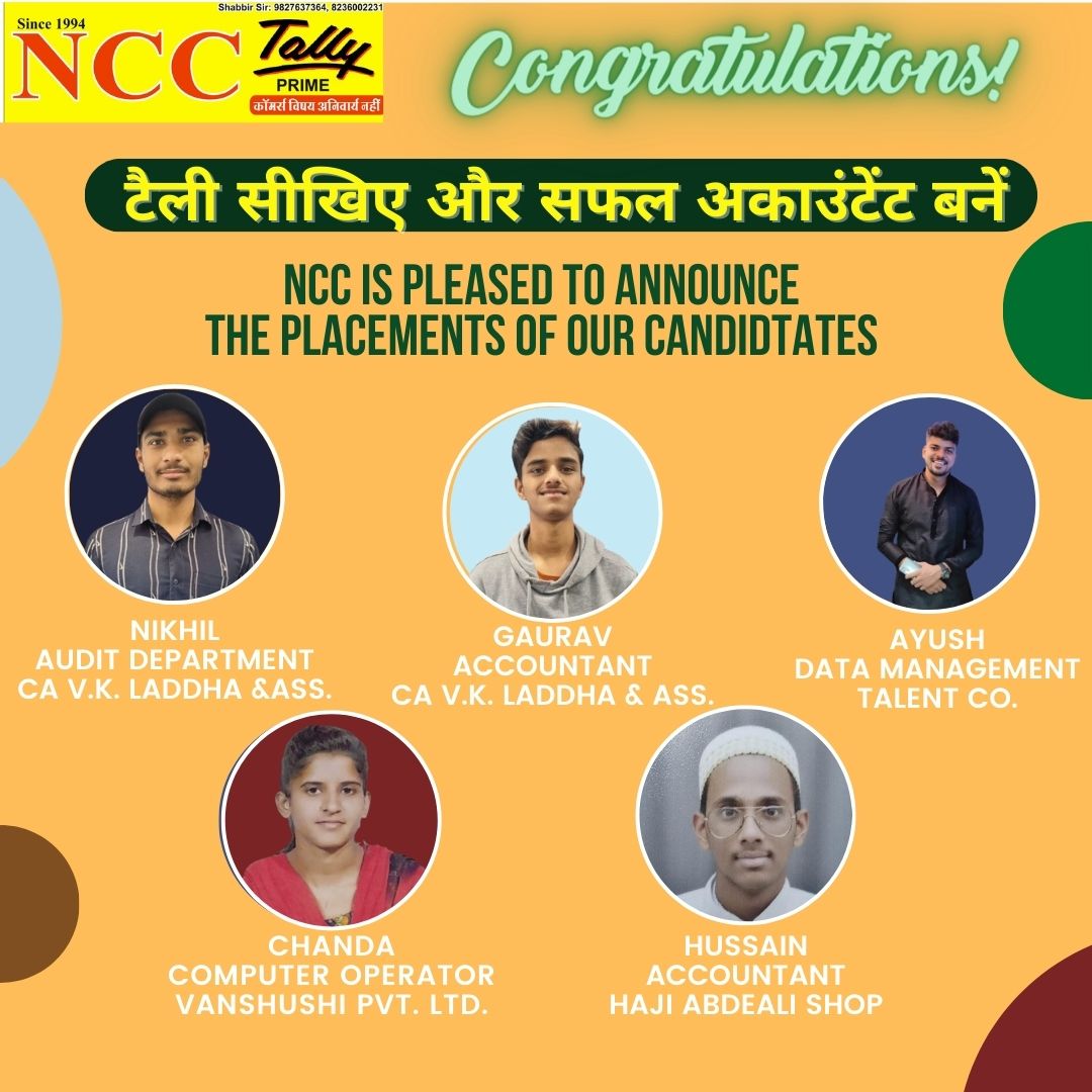 NCC TALLY ACADEMY | PLACEMENTES  BY NCC