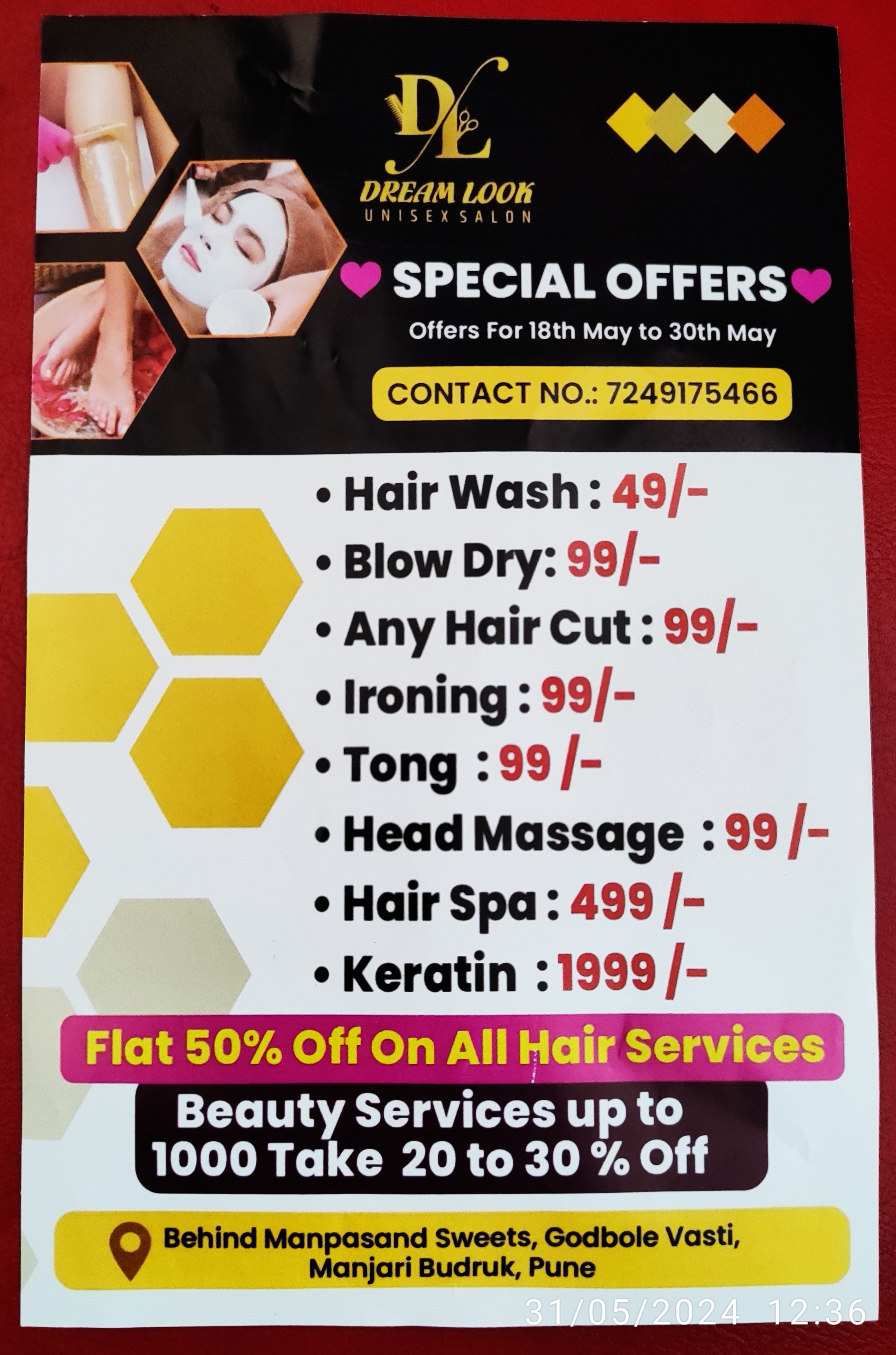 Special offer | Dream Look Unisex Salon | Behind Manpasand Sweet, Godbole Vasti, Manjari Budruk, Pune