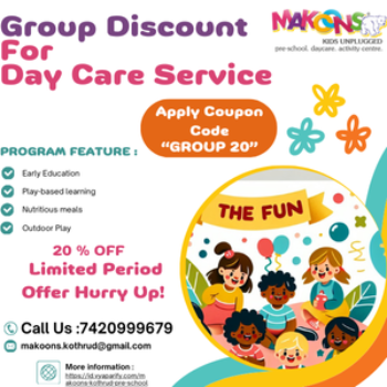 Group Discount For  Day Care Service | Makoons Pre-School, Daycare And Activity Centre | Ground Floor,behind Kirti Hardware, Bharatkunj -2,off Paud Phata, Kothrud, Pune, Maharashtra 411038